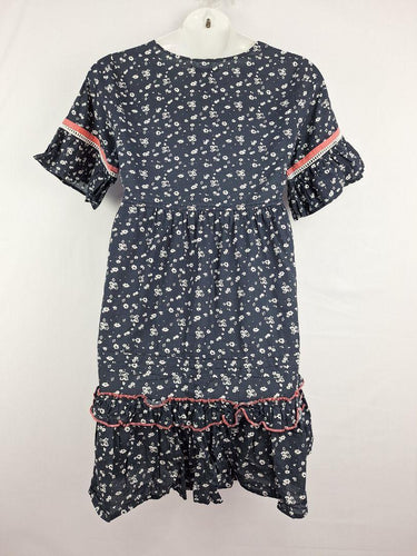 Adrift Pretty Navy Adjustable Waist Ruffled Midi Dress Size M by SwapUp-Online Second Hand Store-Online Thrift Store