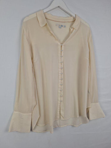 Timeless Cream Covered Button Silk Shirt Shirt Size 20 by SwapUp-Online Second Hand Store-Online Thrift Store