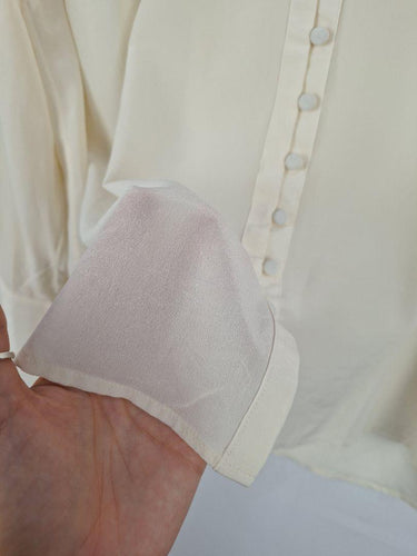 Timeless Cream Covered Button Silk Shirt Shirt Size 20 by SwapUp-Online Second Hand Store-Online Thrift Store