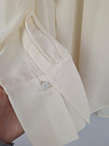 Timeless Cream Covered Button Silk Shirt Shirt Size 20 by SwapUp-Online Second Hand Store-Online Thrift Store