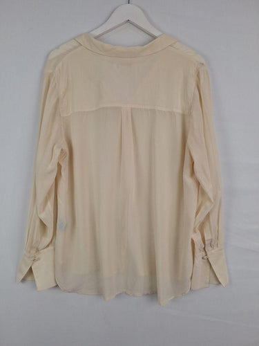 Timeless Cream Covered Button Silk Shirt Shirt Size 20 by SwapUp-Online Second Hand Store-Online Thrift Store