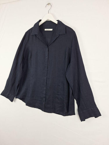 Carefree Casual Navy Linen Shirt Shirt Size 18 by SwapUp-Online Second Hand Store-Online Thrift Store