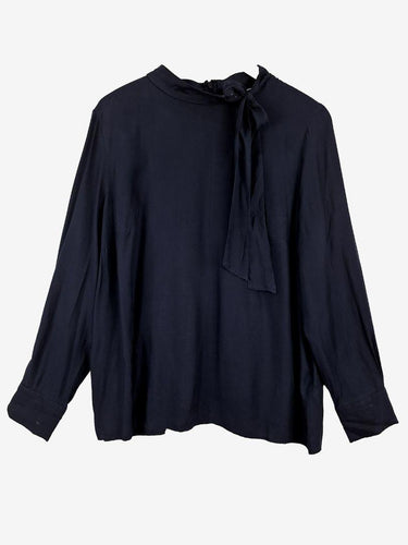 Boden Stylish Tied Neck Navy Blouse Size 20 by SwapUp-Online Second Hand Store-Online Thrift Store