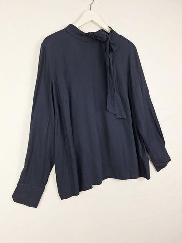 Boden Stylish Tied Neck Navy Blouse Size 20 by SwapUp-Online Second Hand Store-Online Thrift Store