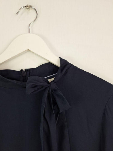 Boden Stylish Tied Neck Navy Blouse Size 20 by SwapUp-Online Second Hand Store-Online Thrift Store