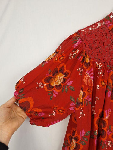 Anthropologie Crimson Lace Detailed Blouse Size XL by SwapUp-Online Second Hand Store-Online Thrift Store