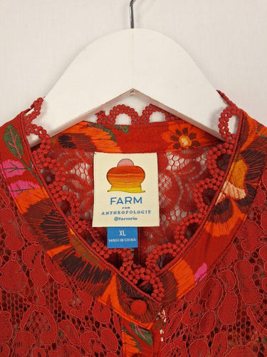 Anthropologie Crimson Lace Detailed Blouse Size XL by SwapUp-Online Second Hand Store-Online Thrift Store