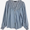 French Connection Shirred Chambray Gathered Blouse Size 14 by SwapUp-Online Second Hand Store-Online Thrift Store