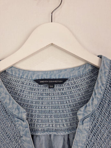French Connection Shirred Chambray Gathered Blouse Size 14 by SwapUp-Online Second Hand Store-Online Thrift Store