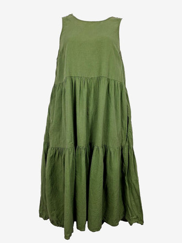 Gorman Khaki Linen Blend Tiered Midi Dress Size 14 by SwapUp-Online Second Hand Store-Online Thrift Store
