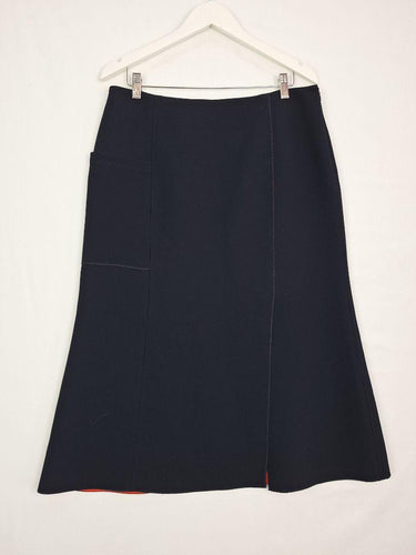 Veronika Maine Navy Thick Orange Lined Skirt Size 14 by SwapUp-Online Second Hand Store-Online Thrift Store
