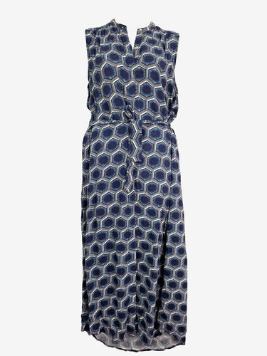 Country Road Geometric Navy Sleeveless Buttoned Dress Size 14 by SwapUp-Online Second Hand Store-Online Thrift Store