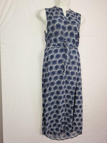 Country Road Geometric Navy Sleeveless Buttoned Dress Size 14 by SwapUp-Online Second Hand Store-Online Thrift Store
