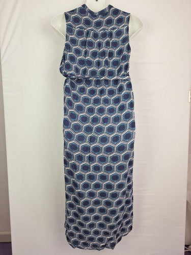 Country Road Geometric Navy Sleeveless Buttoned Dress Size 14 by SwapUp-Online Second Hand Store-Online Thrift Store