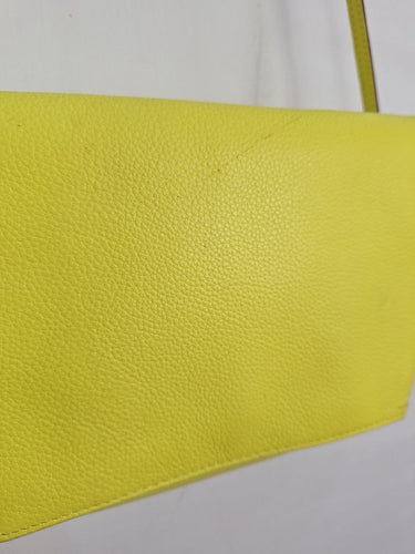 SABA Neon Yellow Leather Envelope Bag Size None by SwapUp-Online Second Hand Store-Online Thrift Store