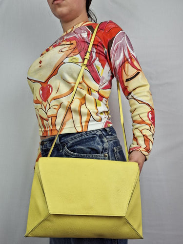 SABA Neon Yellow Leather Envelope Bag Size None by SwapUp-Online Second Hand Store-Online Thrift Store