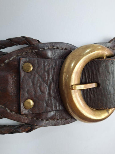 Bohemian Brown and Gold Braided Belt by SwapUp-Online Second Hand Store-Online Thrift Store