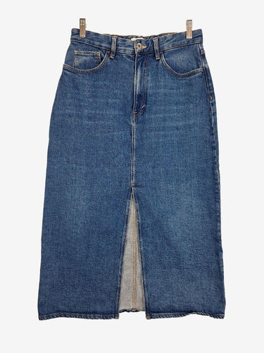 COS Mid Blue Straight Front Split MIdi Skirt Size M by SwapUp-Online Second Hand Store-Online Thrift Store