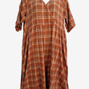 pact Rust Checked Cross Front Midi Dress Size XXL by SwapUp-Online Second Hand Store-Online Thrift Store