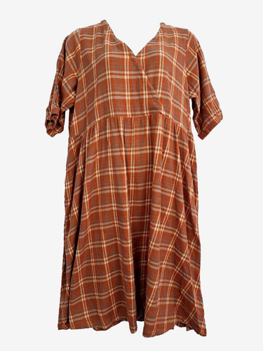 pact Rust Checked Cross Front Midi Dress Size XXL by SwapUp-Online Second Hand Store-Online Thrift Store