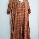 pact Rust Checked Cross Front Midi Dress Size XXL by SwapUp-Online Second Hand Store-Online Thrift Store