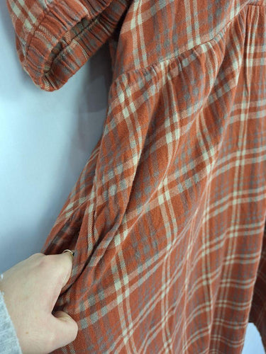 pact Rust Checked Cross Front Midi Dress Size XXL by SwapUp-Online Second Hand Store-Online Thrift Store