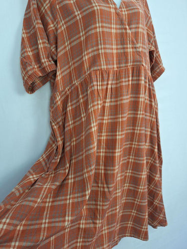 pact Rust Checked Cross Front Midi Dress Size XXL by SwapUp-Online Second Hand Store-Online Thrift Store