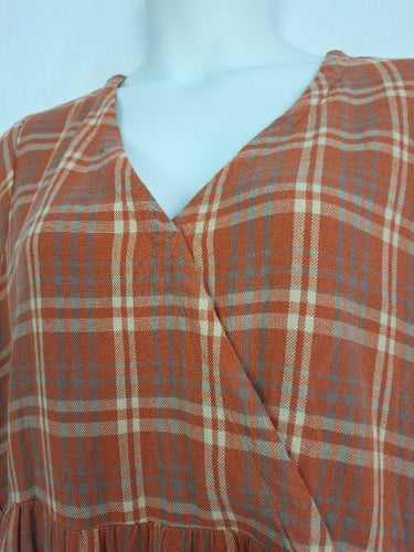 pact Rust Checked Cross Front Midi Dress Size XXL by SwapUp-Online Second Hand Store-Online Thrift Store