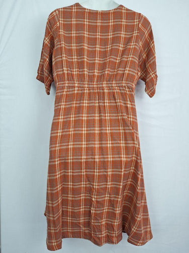 pact Rust Checked Cross Front Midi Dress Size XXL by SwapUp-Online Second Hand Store-Online Thrift Store