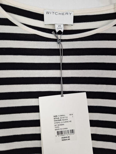 Witchery Casual Striped Curved Hem Top Size XS by SwapUp-Online Second Hand Store-Online Thrift Store
