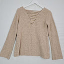 Witchery Mottled Oatmeal Lace Back Knit Jumper Size S by SwapUp-Online Second Hand Store-Online Thrift Store