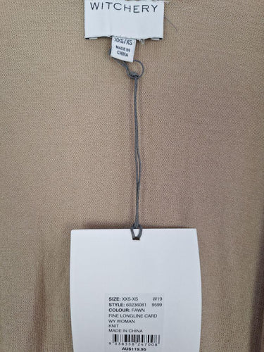 Witchery Fawn Fine Longline Cardigan Size XS by SwapUp-Online Second Hand Store-Online Thrift Store