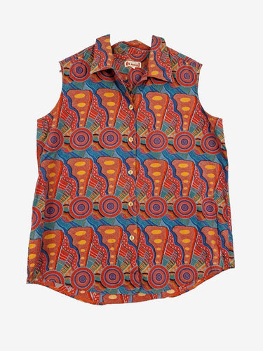 On Safari Vintage Clay Patterened Blouse Size 16 by SwapUp-Online Second Hand Store-Online Thrift Store