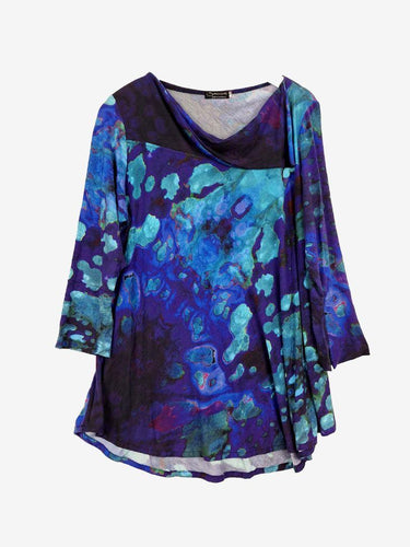 Smooth Draped Indigo Watercolour Top Size M by SwapUp-Online Second Hand Store-Online Thrift Store
