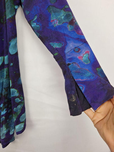 Smooth Draped Indigo Watercolour Top Size M by SwapUp-Online Second Hand Store-Online Thrift Store