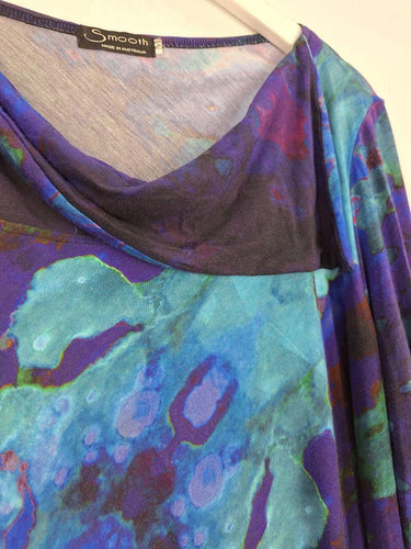 Smooth Draped Indigo Watercolour Top Size M by SwapUp-Online Second Hand Store-Online Thrift Store