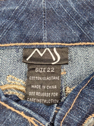 MS Embroidered Tapered Dark Denim Jeans Size 22 by SwapUp-Online Second Hand Store-Online Thrift Store