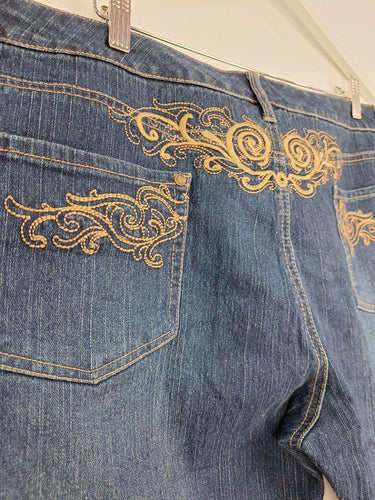 MS Embroidered Tapered Dark Denim Jeans Size 22 by SwapUp-Online Second Hand Store-Online Thrift Store