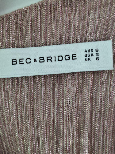 Bec & Bridge Metallic Tulip Sleeve Twist Midi Dress Size 6 by SwapUp-Online Second Hand Store-Online Thrift Store