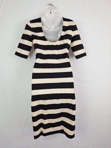 Witchery Striped Fine Jersey Fitted Midi Dress Size 10 by SwapUp-Online Second Hand Store-Online Thrift Store