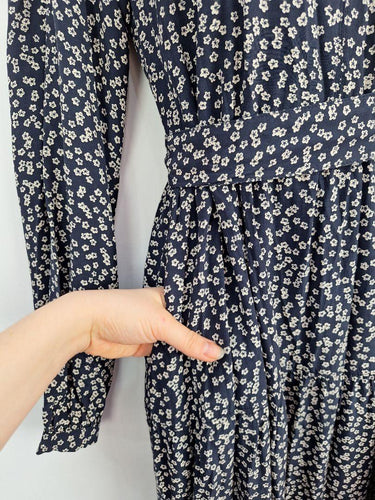 Witchery Pleated Navy Floral Midi Dress Size 8 by SwapUp-Online Second Hand Store-Online Thrift Store