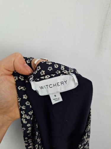 Witchery Pleated Navy Floral Midi Dress Size 8 by SwapUp-Online Second Hand Store-Online Thrift Store