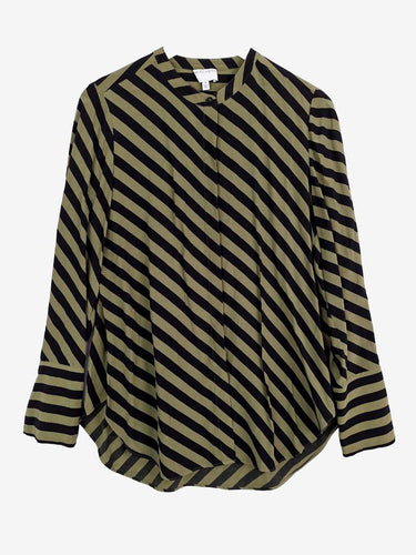 Witchery Olive Diagonal Stripe Blouse Size 8 by SwapUp-Online Second Hand Store-Online Thrift Store