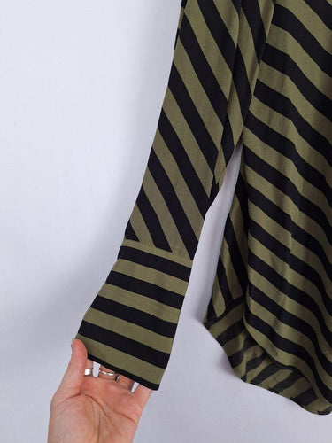 Witchery Olive Diagonal Stripe Blouse Size 8 by SwapUp-Online Second Hand Store-Online Thrift Store