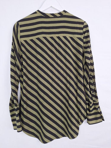 Witchery Olive Diagonal Stripe Blouse Size 8 by SwapUp-Online Second Hand Store-Online Thrift Store