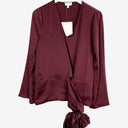 Witchery Bordeaux Shiny Waist Tie Blouse Size 8 by SwapUp-Online Second Hand Store-Online Thrift Store
