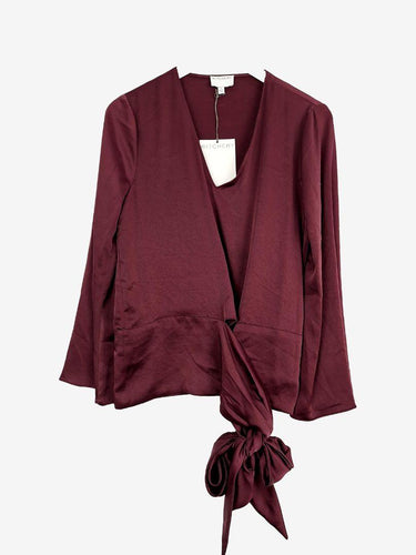 Witchery Bordeaux Shiny Waist Tie Blouse Size 8 by SwapUp-Online Second Hand Store-Online Thrift Store