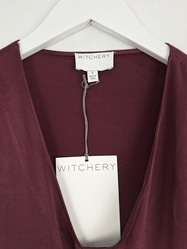 Witchery Bordeaux Shiny Waist Tie Blouse Size 8 by SwapUp-Online Second Hand Store-Online Thrift Store