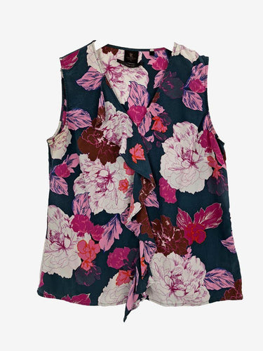 David Lawrence Smokey Blue Frilled Silk Top Size 10 by SwapUp-Online Second Hand Store-Online Thrift Store