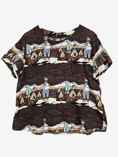 Olga De Polga Chocolate Illustrated Hiker Top Size M by SwapUp-Online Second Hand Store-Online Thrift Store